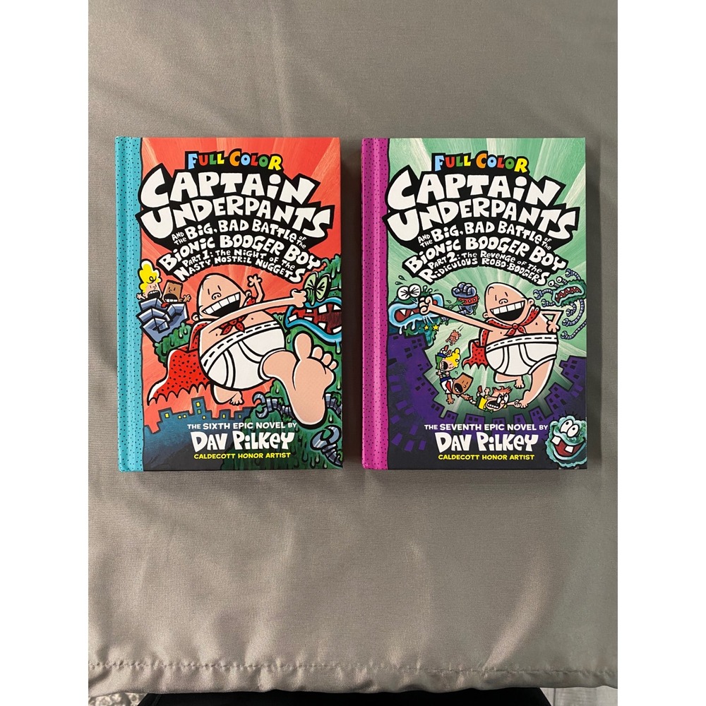 Captain Underpants Bionic Bodger Boy Books 6 & 7 Dav Pilkey Kids Chapter Novels